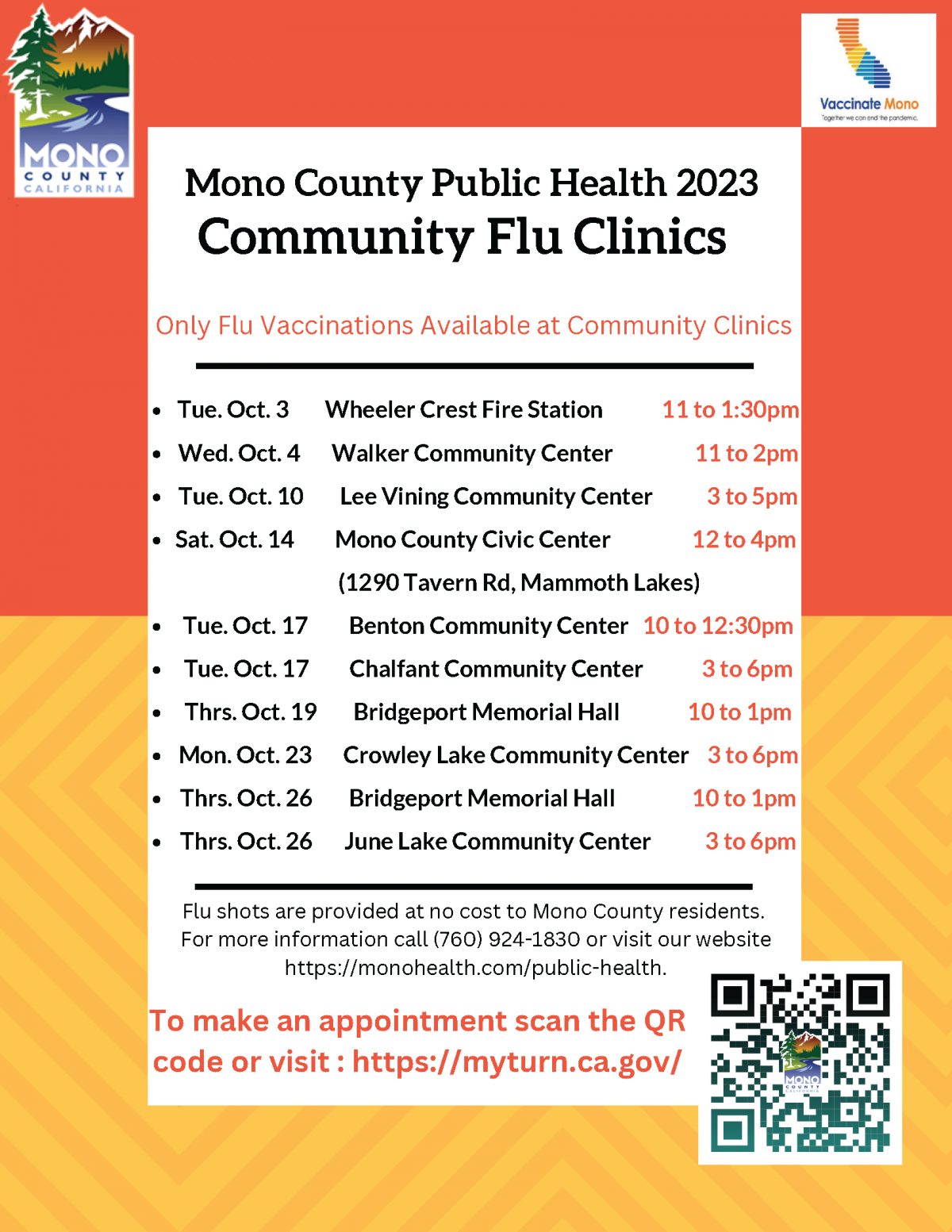 2023 Community Flu Schedule